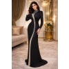 Black Draped Crystal Detail Evening Gown | Gallant Couture