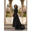Black Embroidered Cape Evening Gown | Gallant Couture