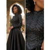 Black Embroidered Cape Evening Gown | Gallant Couture