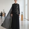 Black Embroidered Panel Evening Dress | Gallant Couture