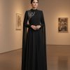 Black Embroidered Panel Evening Dress | Gallant Couture
