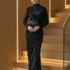 Black Embroidered Panel Evening Dress | Gallant Couture