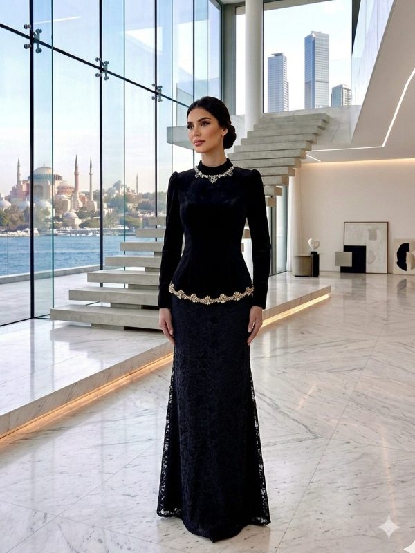 Black Pearl Formal Dress Set | Gallant Couture
