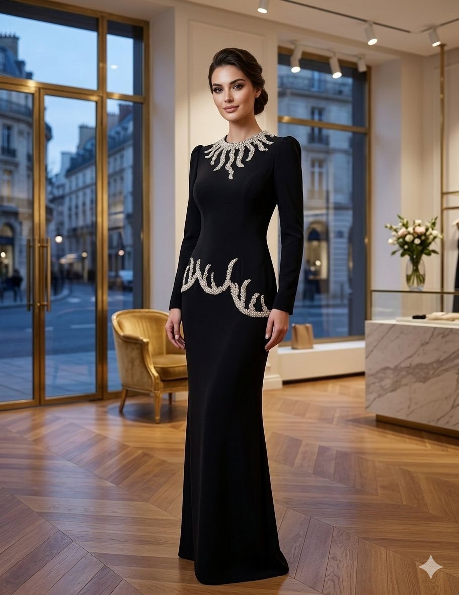 Black White Embroidered Formal Dress Set | Gallant Couture