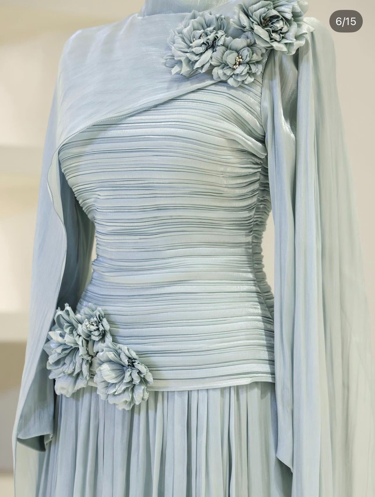 Blue Draped One-Shoulder Formal Dress | Gallant Couture