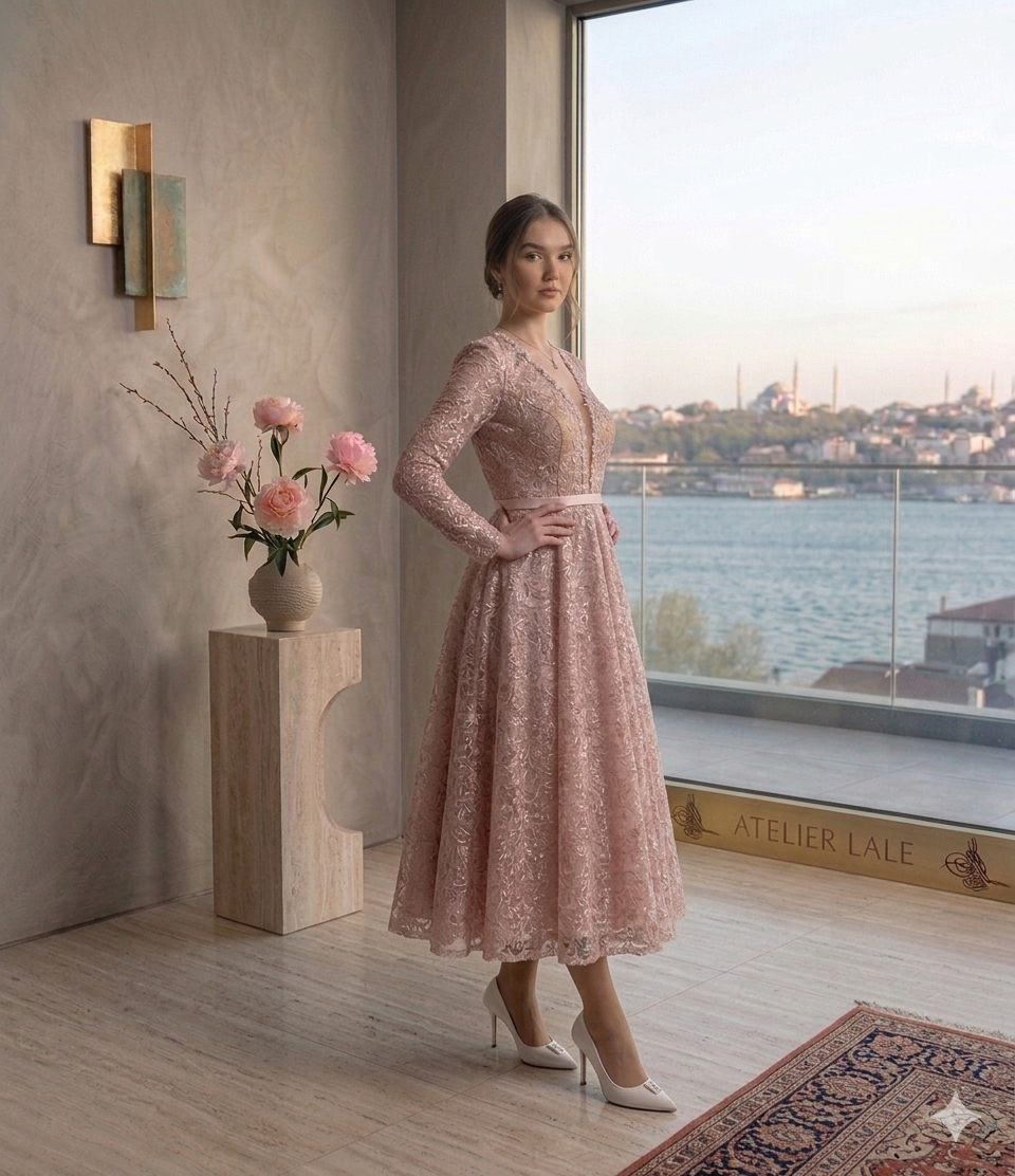 Blush Midi Cocktail Dress | Gallant Couture