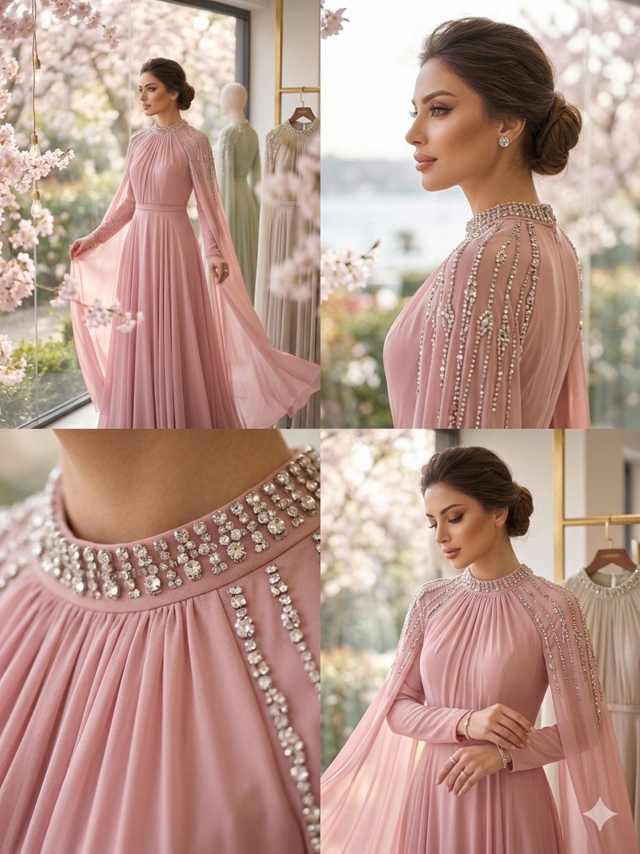 Blush Pink Draped Formal Gown | Gallant Couture