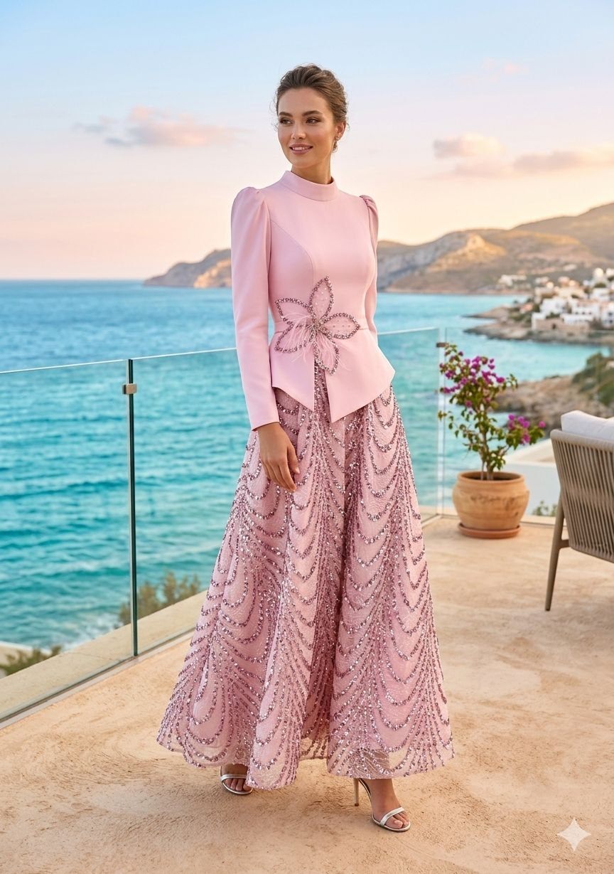 Blush Pink Embroidered Formal Dress | Gallant Couture
