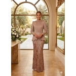 Champagne Embellished Evening Dress Set | Gallant Couture