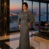 Charcoal Beaded Cape Evening Gown | Gallant Couture