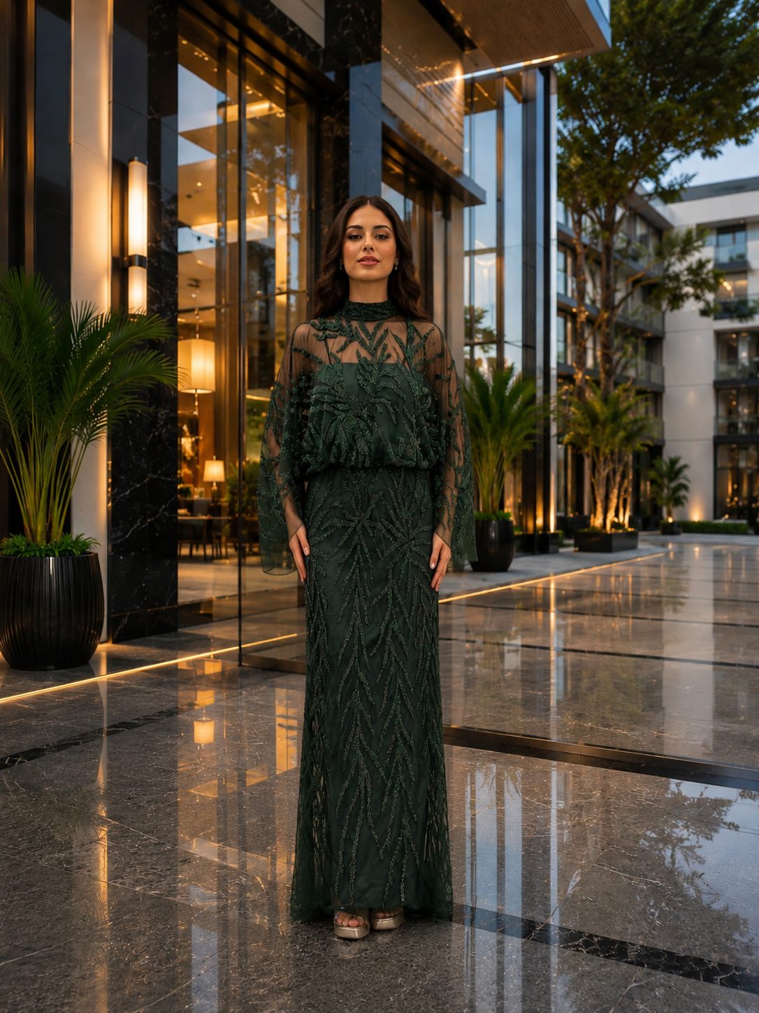 Emerald Lace Evening Dress | Gallant Couture