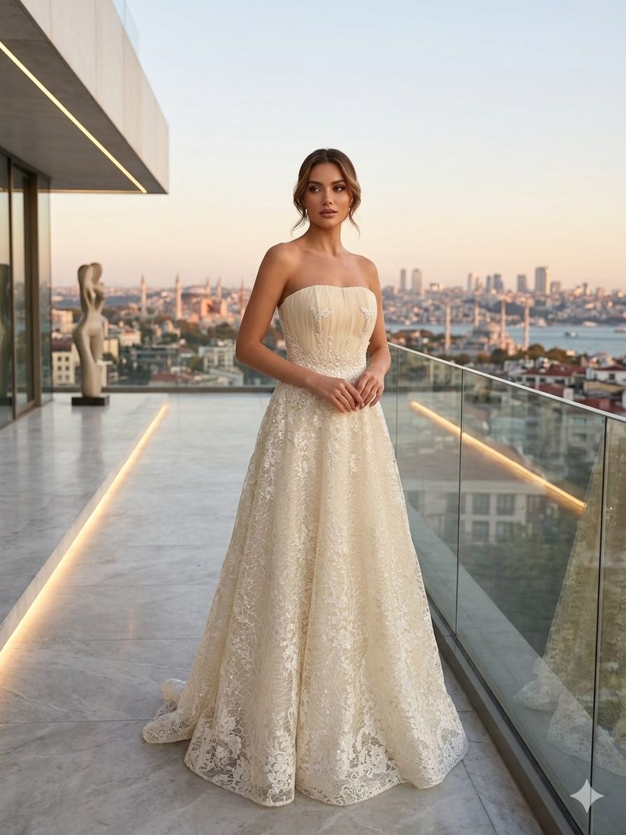 Ivory Corset Bridal Evening Gown | Gallant Couture