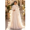 Ivory Draped Cape Formal Gown | Gallant Couture