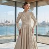 Ivory Draped High-Neck Formal Gown | Gallant Couture