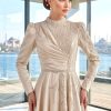 Ivory Draped High-Neck Formal Gown | Gallant Couture