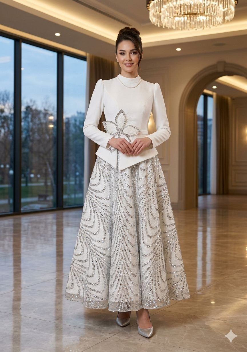 Ivory Embroidered Formal Dress | Gallant Couture