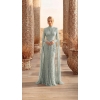 Mint Green Beaded Cape Evening Gown | Gallant Couture