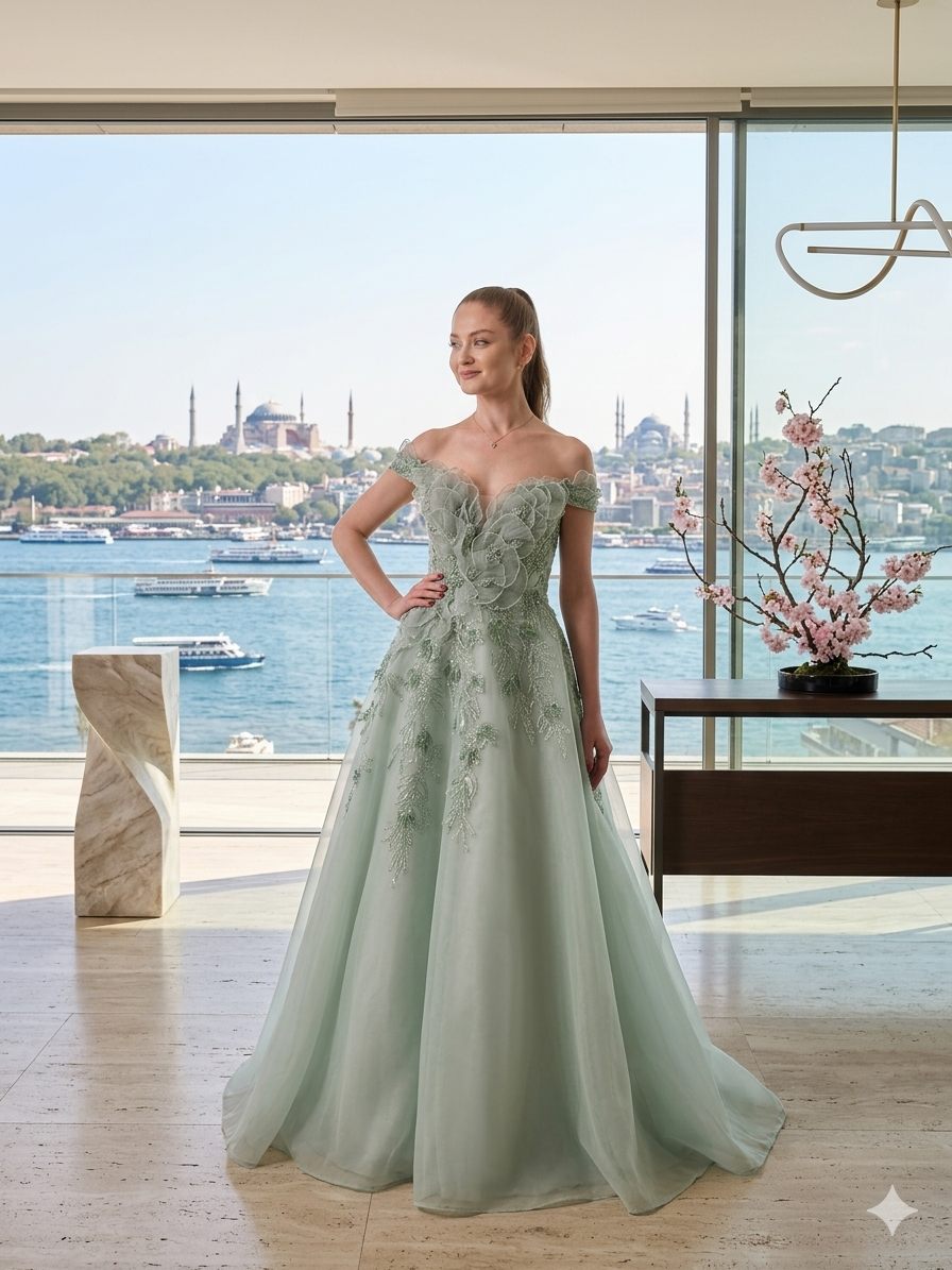 Mint Tulle Couture Ball Gown | Gallant Couture