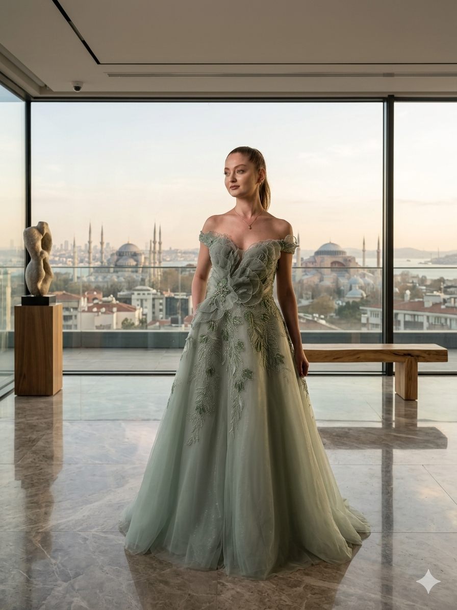 Mint Tulle Couture Ball Gown | Gallant Couture