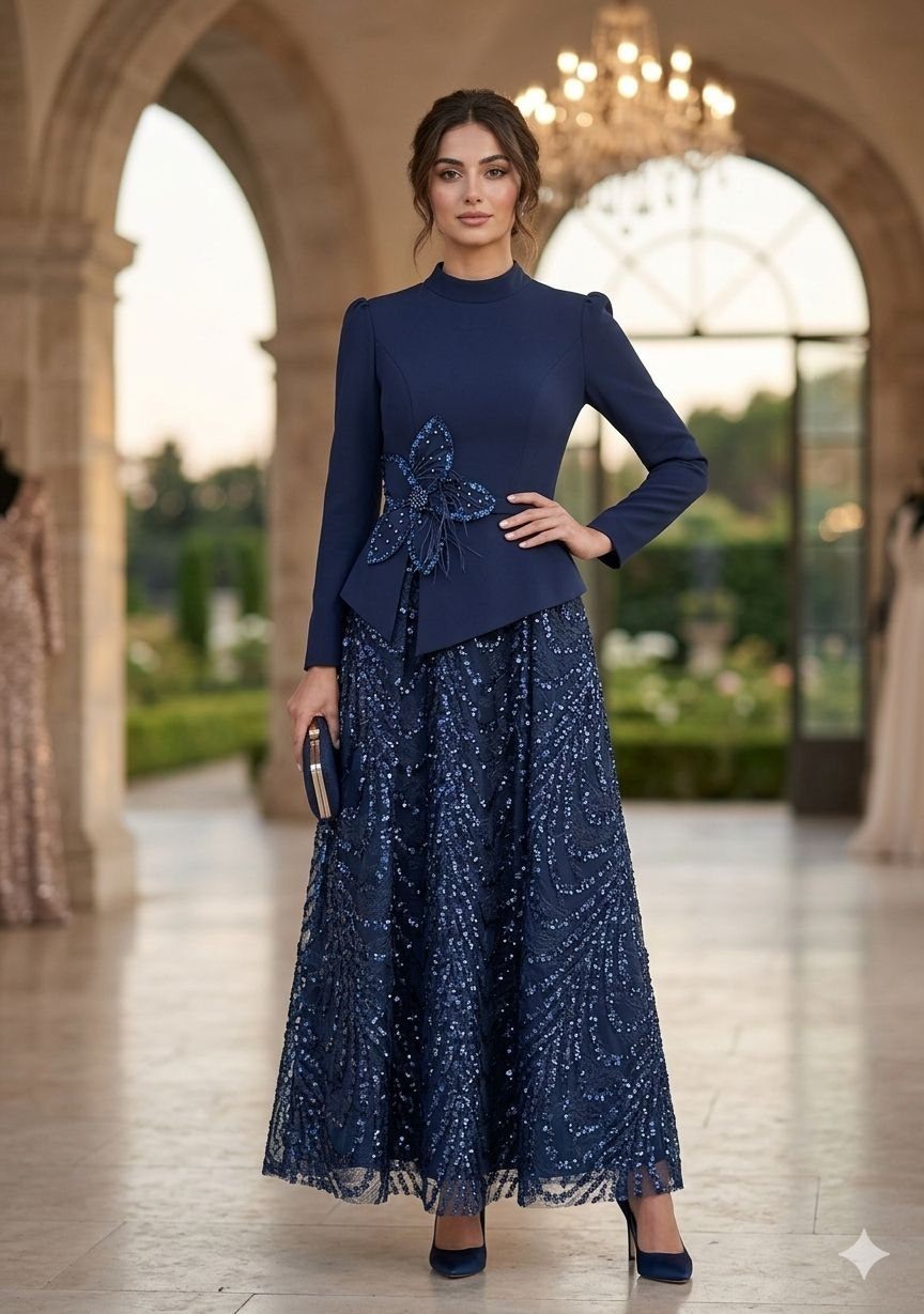 gallant-couture-navy-embroidered-occasion-dress-01 Navy Embroidered Occasion Dress | Gallant Couture