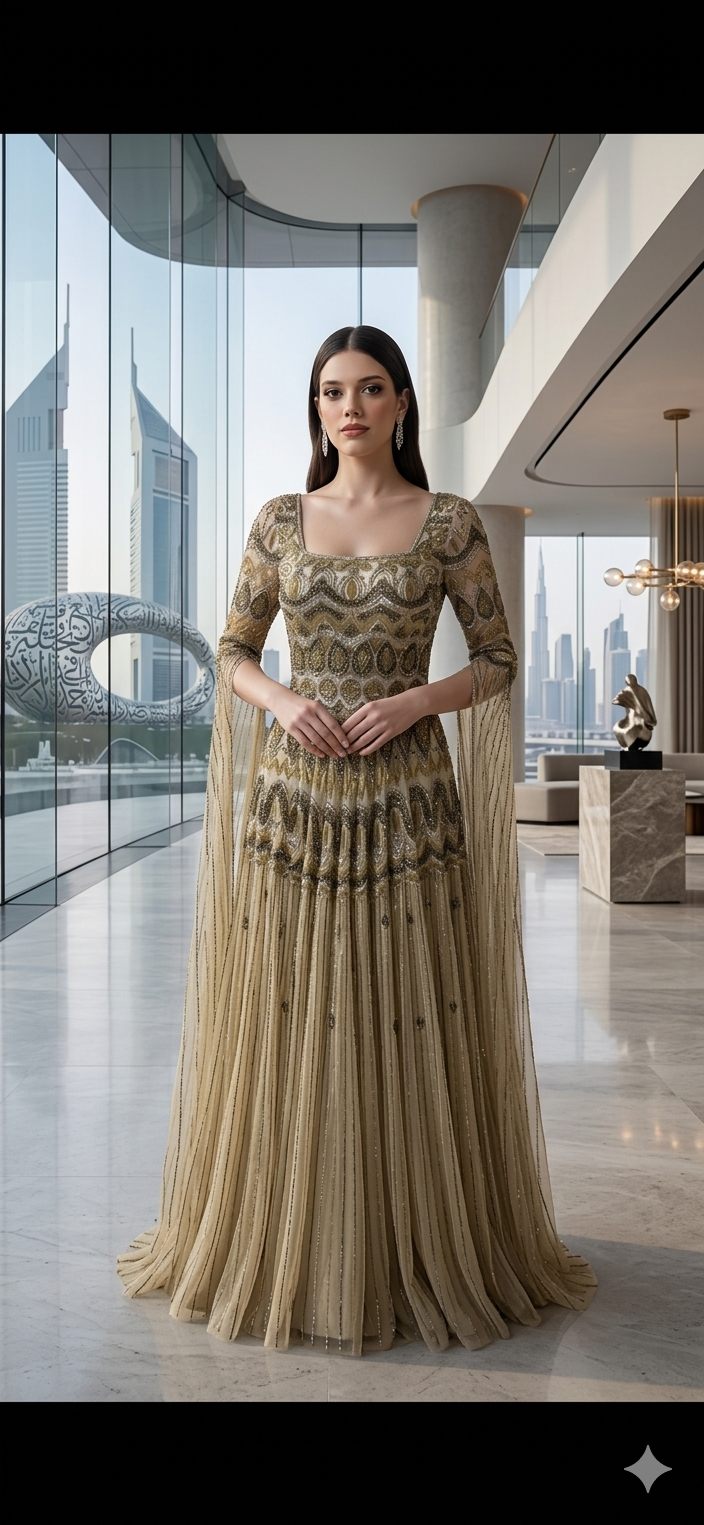 Olive Beaded Formal Gown | Gallant Couture