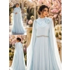 Powder Blue Draped Cape Formal Dress | Gallant Couture