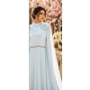 Powder Blue Draped Cape Formal Dress | Gallant Couture