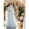 Powder Blue Draped Cape Formal Dress | Gallant Couture