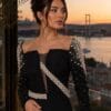 Black Embellished Square-Neck Evening Gown | Gallant Couture