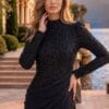 gallant-couture-black-high-neck-embellished-column-evening-gown-02 Black High-Neck Embellished Column Evening Gown | Gallant Couture