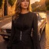 gallant-couture-black-ruched-shimmer-evening-dress-02 Black Ruched Shimmer Evening Dress | Gallant Couture