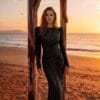 gallant-couture-black-ruched-shimmer-evening-dress-03 Black Ruched Shimmer Evening Dress | Gallant Couture