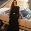 Black Ruffle-Tiered Evening Gown | Gallant Couture