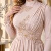 Blush Draped Floral-Embellished Evening Gown | Gallant Couture