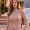 gallant-couture-blush-high-neck-embellished-column-evening-gown-02 Blush High-Neck Embellished Column Evening Gown | Gallant Couture