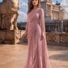gallant-couture-blush-one-shoulder-cape-evening-gown-01 Blush One-Shoulder Cape Evening Gown | Gallant Couture