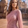 gallant-couture-blush-one-shoulder-cape-evening-gown-02 Blush One-Shoulder Cape Evening Gown | Gallant Couture