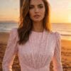 gallant-couture-blush-ruched-shimmer-evening-dress-02 Blush Ruched Shimmer Evening Dress | Gallant Couture
