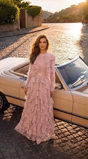 gallant-couture-blush-ruffle-tiered-evening-gown-01 Blush Ruffle-Tiered Evening Gown | Gallant Couture