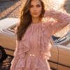 Blush Ruffle-Tiered Evening Gown | Gallant Couture