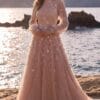 Blush Star-Embellished A-Line Evening Gown | Gallant Couture