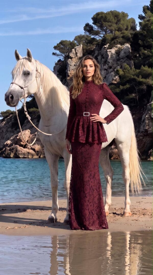 gallant-couture-burgundy-peplum-embellished-evening-dress-set-01 Burgundy Peplum Embellished Evening Dress Set | Gallant Couture