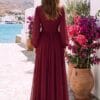 gallant-couture-burgundy-pleated-embroidered-look-evening-gown-03 Burgundy Pleated Embroidered-Look Evening Gown | Gallant Couture