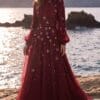 gallant-couture-burgundy-star-embellished-a-line-evening-gown-01 Burgundy Star-Embellished A-Line Evening Gown | Gallant Couture