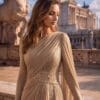 gallant-couture-champagne-one-shoulder-cape-evening-gown-02 Champagne One-Shoulder Cape Evening Gown | Gallant Couture