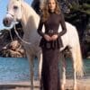 Chocolate Peplum Embellished Evening Dress Set | Gallant Couture