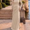 Ivory High-Neck Embellished Column Evening Gown | Gallant Couture
