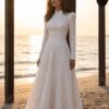 gallant-couture-ivory-high-neck-lace-effect-a-line-gown-01 Ivory High-Neck Lace-Effect A-Line Gown | Gallant Couture