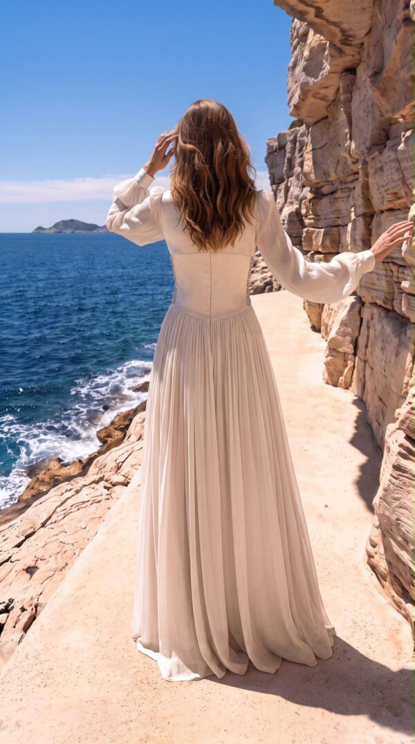 gallant-couture-ivory-pleated-embellished-waist-evening-gown-05 Ivory Pleated Embellished-Waist Evening Gown | Gallant Couture