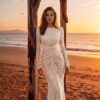 gallant-couture-ivory-ruched-shimmer-evening-dress-01 Ivory Ruched Shimmer Evening Dress | Gallant Couture